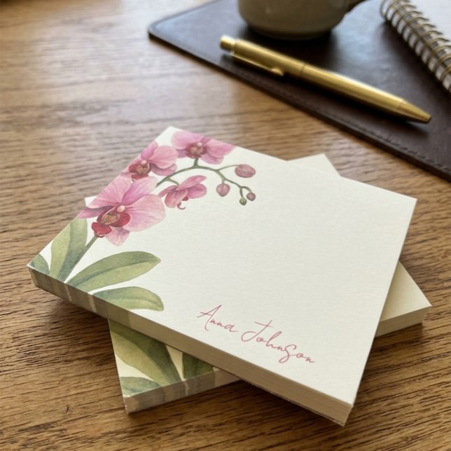 Watercolor Orchid Personalised Post-it Notes (Creator Uploaded)