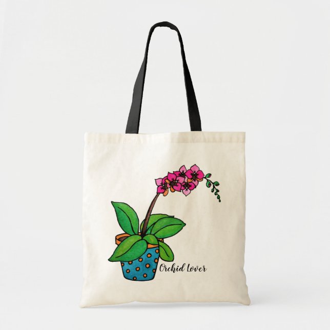 Watercolor Orchid Plant In Beautiful Pot Tote Bag (Front)