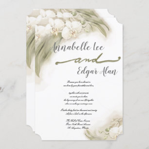 Watercolor Orchid Spray Wedding Invitation