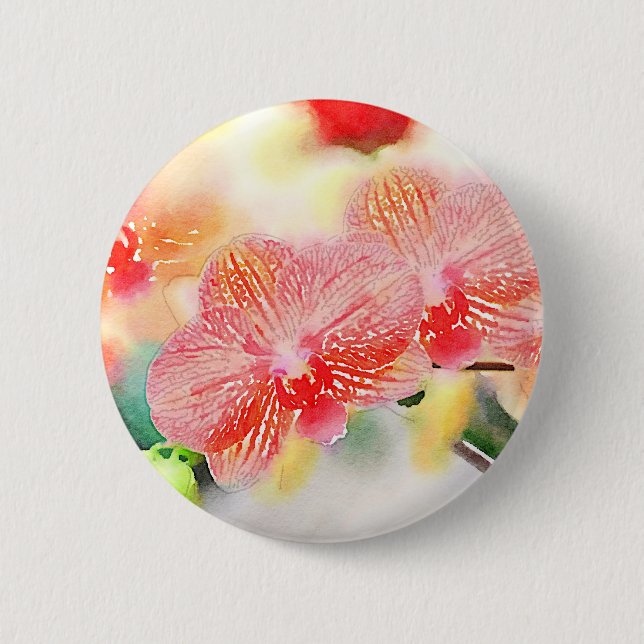 Watercolor Orchids 6 Cm Round Badge (Front)