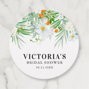 Watercolor Orchids and Kumquats Bridal Shower Favour Tags