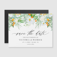 Watercolor Orchids and Kumquats Save the Date