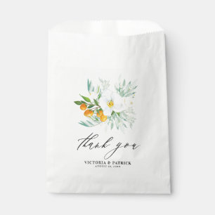 Watercolor Orchids and Kumquats Wedding Thank You Favour Bags