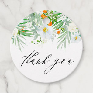 Watercolor Orchids and Kumquats Wedding Thank You Favour Tags