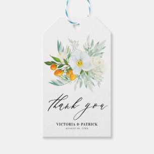 Watercolor Orchids and Kumquats Wedding Thank You Gift Tags
