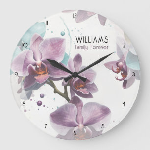 Watercolor Orchids Clocks Personalized