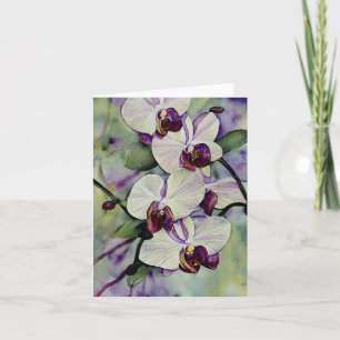 Watercolor orchids customisable card