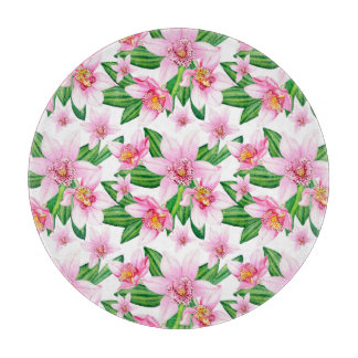 Watercolor Orchids Design 12 Cutting Board