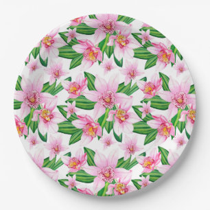 Watercolor Orchids Design 12 Paper Plate