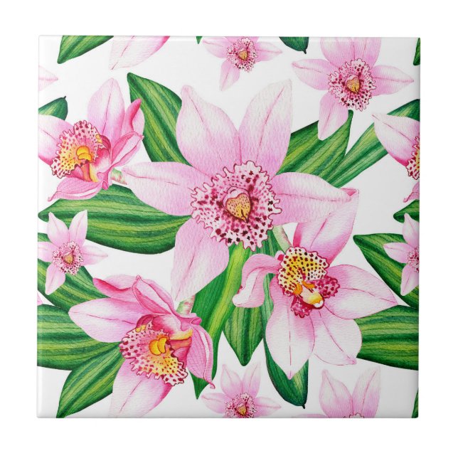 Watercolor Orchids Design 12  Tile (Front)