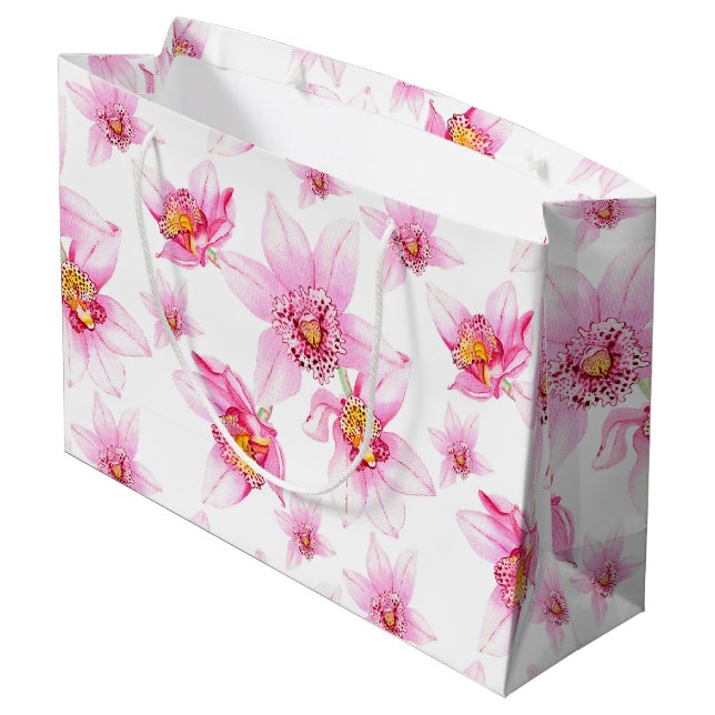 Watercolor Orchids Design 15  Large Gift Bag (Back Angled)
