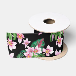 Watercolor Orchids Design 27 Satin Ribbon