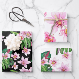 Watercolor Orchids Design 27 Wrapping Paper Sheet