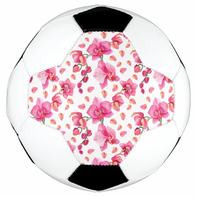 Watercolor Orchids Design 2 Soccer Ball (Front)
