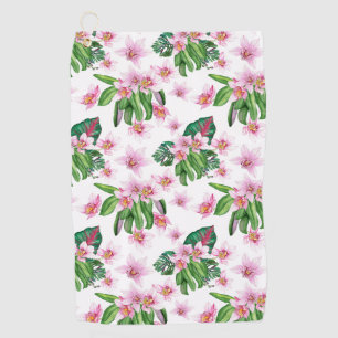 Watercolor Orchids Design 30 Golf Towel