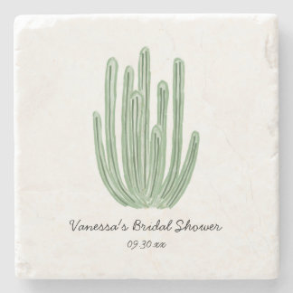 Watercolor Organ Pipe Cactus Bridal Shower Stone Coaster