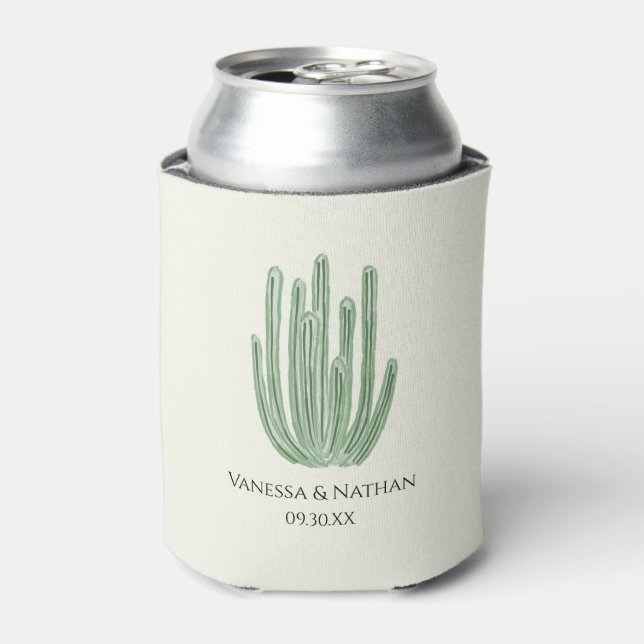 Watercolor Organ Pipe Cactus Wedding Favour Can Cooler (Can Front)