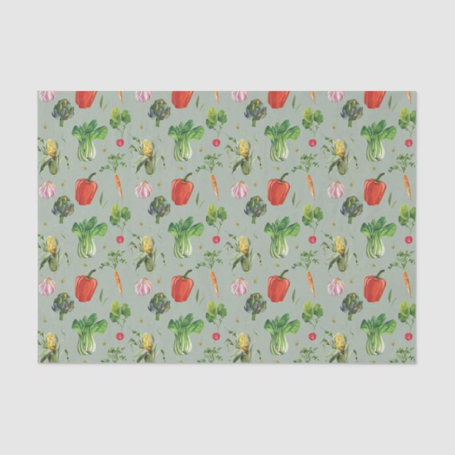 Watercolor Organic Vegetables Tissue Paper (Front)