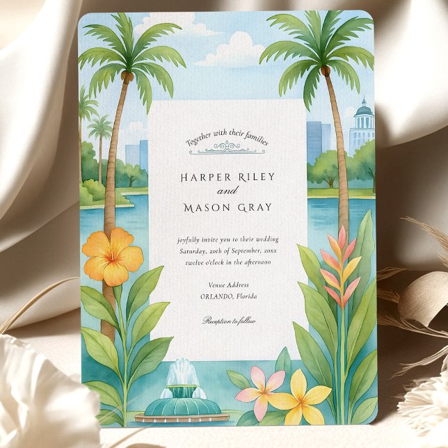 Watercolor Orlando Florida Destination Wedding Invitation (Creator Uploaded)