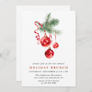 Watercolor Ornament CHRISTMAS HOLIDAY BRUNCH Invitation