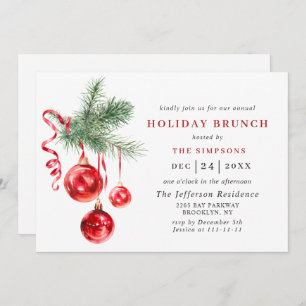 Watercolor Ornament CHRISTMAS HOLIDAY BRUNCH Invitation
