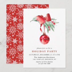 Watercolor Ornament Christmas Holiday Party Invitation