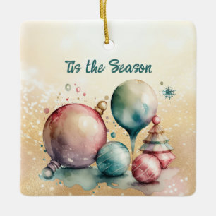 "Watercolor Ornaments"  Ceramic Ornament