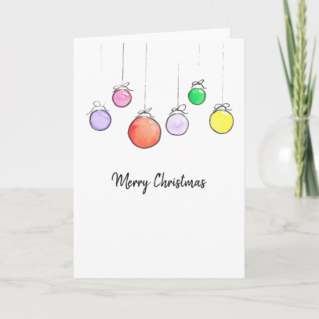 Watercolor Ornaments  Holiday Card (Front)