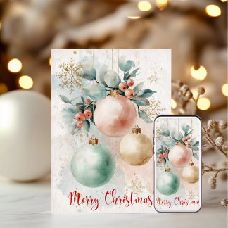 Watercolor Ornaments Holiday Card
