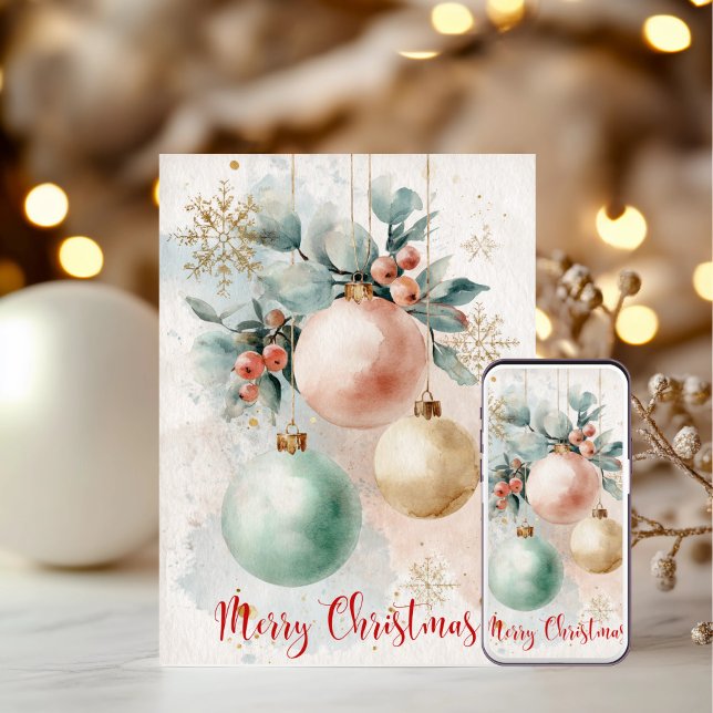 Watercolor Ornaments  Holiday Card (Creator Uploaded)
