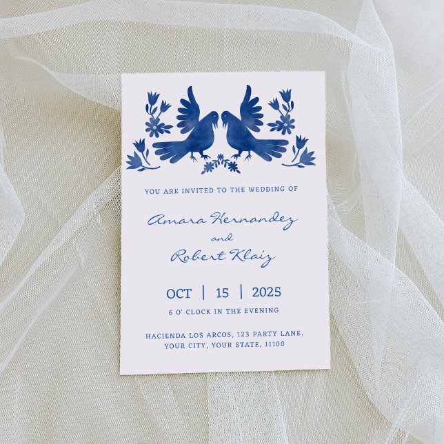 WATERCOLOR OTOMI BIRDS NAVY ANNOUNCEMENT (Creator Uploaded)