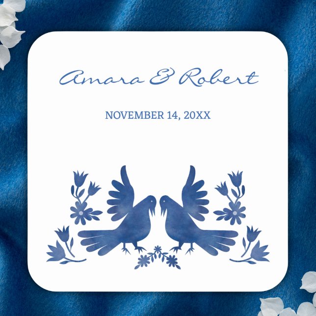 WATERCOLOR OTOMI BIRDS  SQUARE STICKER (Creator Uploaded)