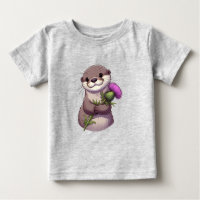 Watercolor Otter and Thistle