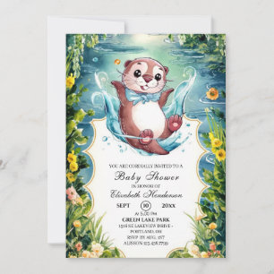 Watercolor Otter Baby Shower Invitation