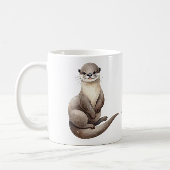 Watercolor Otter Coffee Mug (Left)