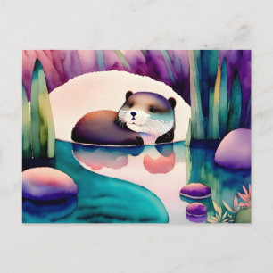 Watercolor Otter, Postcrossing Postcard