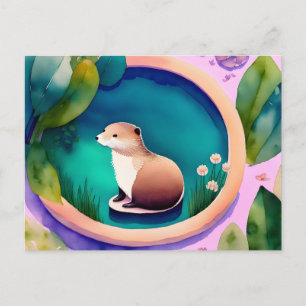 Watercolor Otter, Postcrossing Postcard