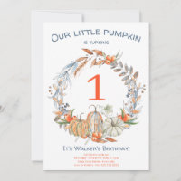 Watercolor Our Little Pumpkin Blue First Birthday