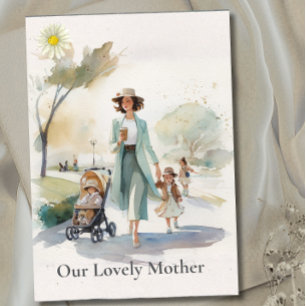 Watercolor Our lovely Mother  - Mother's day card