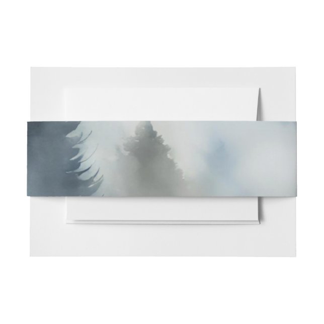 Watercolor Outdoor Woodland Pine Trees Invitation Belly Band (Front Example)