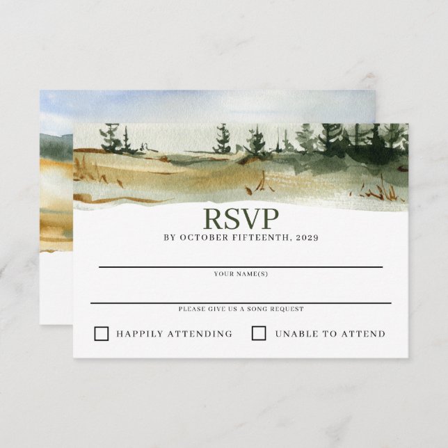 Watercolor Outdoorsy Wedding RSVP Card (Front/Back)