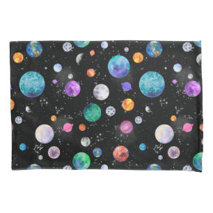 Watercolor Outer Space Planets Galaxy Pillowcase