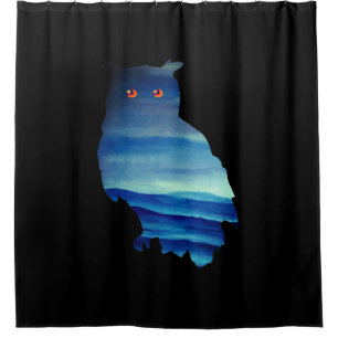 Watercolor Owl Art Shower Curtain