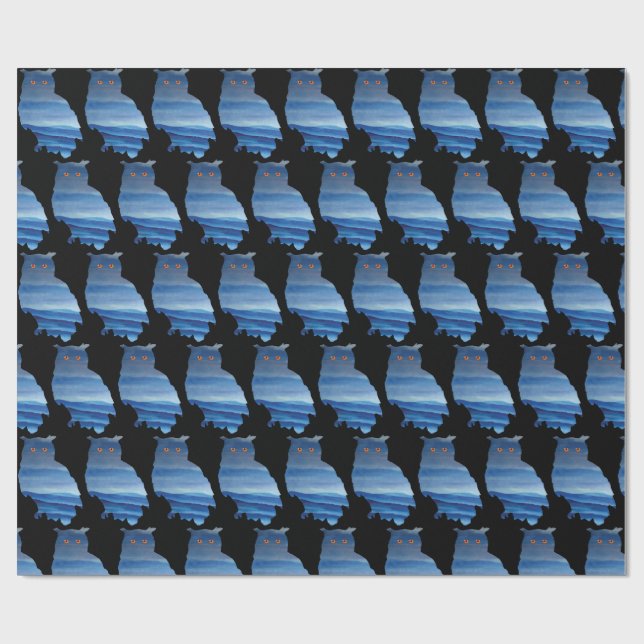 Watercolor owl art wrapping paper (Flat)