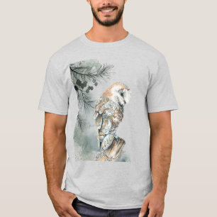 Watercolor Owl Bird Wildlife Nature Art T-Shirt