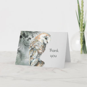 Watercolor Owl Bird Wildlife Nature Thank You Card