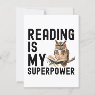 Watercolor Owl Bookworm Reading Saying Postcard