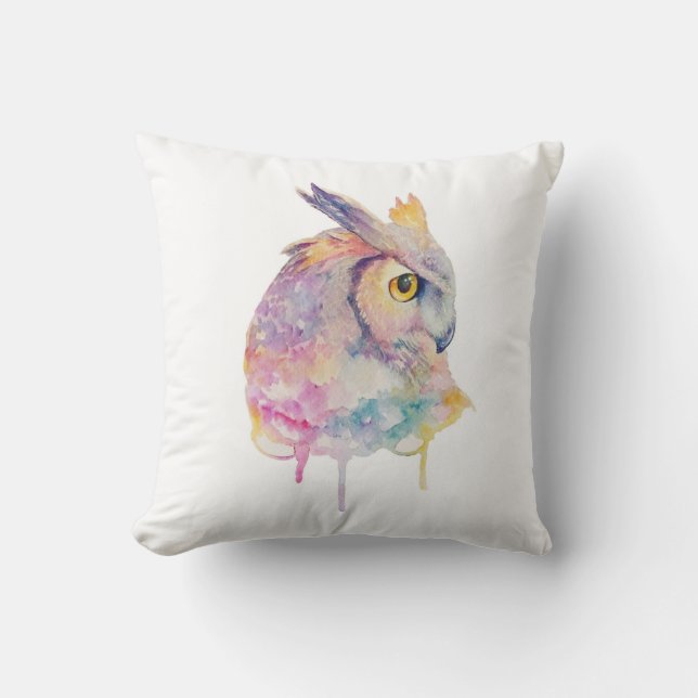 Watercolor Owl Cushion (Front)