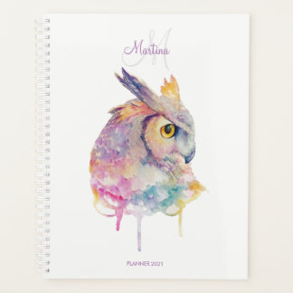 Watercolor Owl Custom Monogram Planner