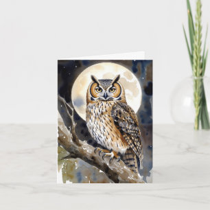 Watercolor Owl Greeting Card